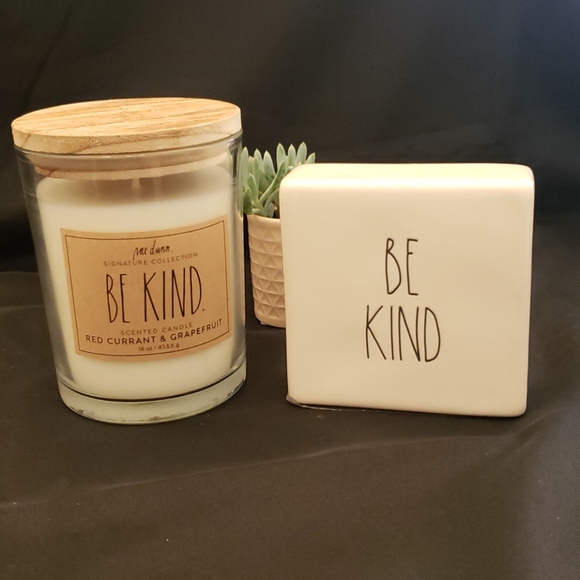 Rae Dunn "Be Kind" Candle and Block Bundle 🕯